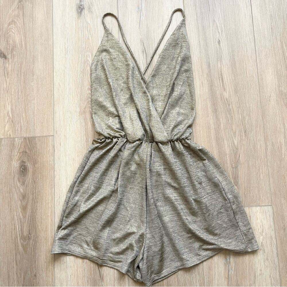 Tobi Metallic Gold Sheen Romper Open Back Women’s size S